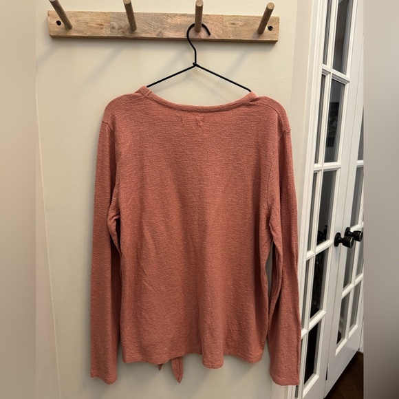 Madewell Rose Pink Side Tie Textured Long Sleeve Top - Picture 7 of 7
